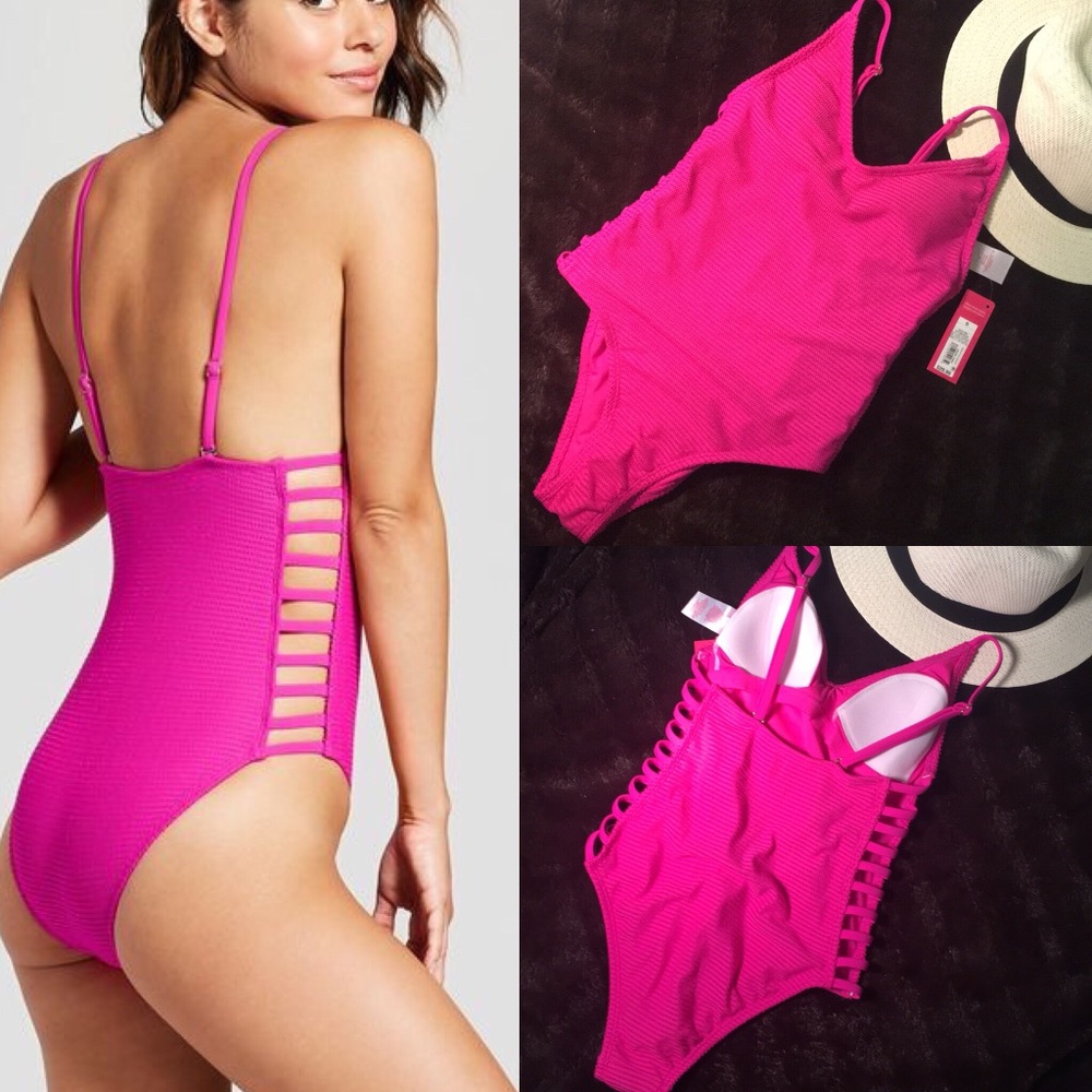 🌊Mossimo Ribbed Hot Pink One Piece S🌊